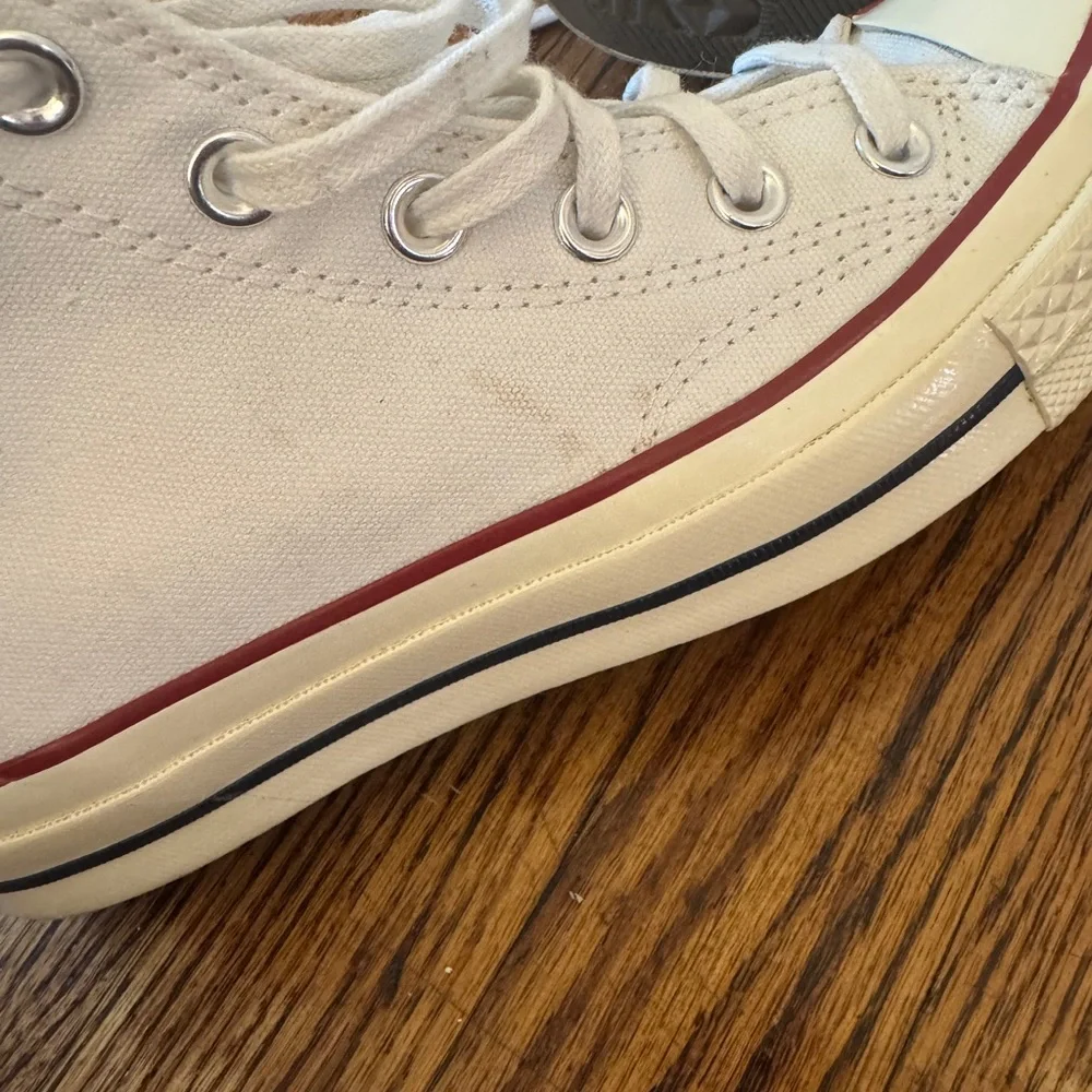Converse White High Top Sneakers with Red Stripe - Picture 6 of 6